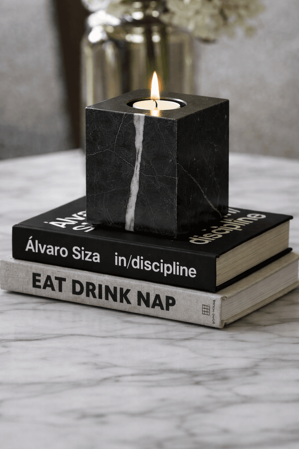 Marble Candle Holder Nero